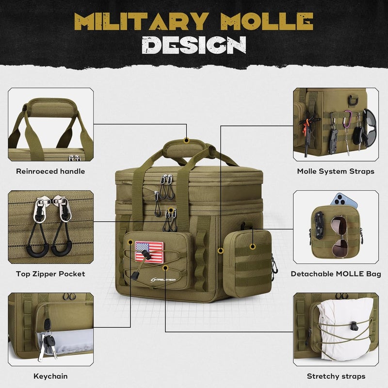 Maelstrom Tactical Lunch Box, 23 L Insulated Lunch Bag for Men, Expandable Double Deck Lunch Cooler Bag,Large Leakproof Soft Lunch Tote with Detachable MOLLE Bags, for Adult Women Work,Picnic,Khaki - Image 5